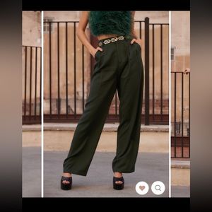 12th Tribe Jaxon Emerald Wide Leg Trousers NWT